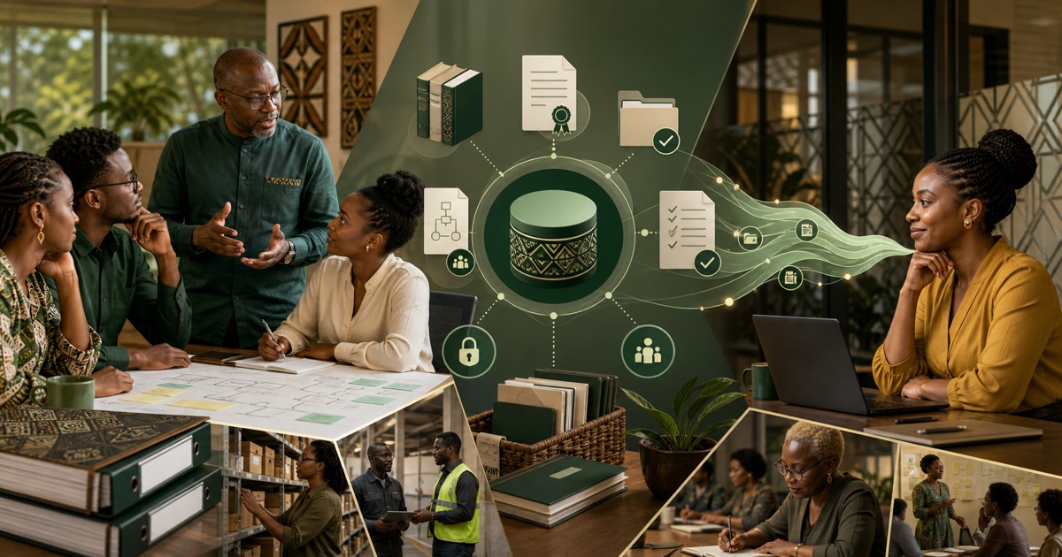 A multi-generational team connecting lived experience and governed company knowledge to an AI agent.