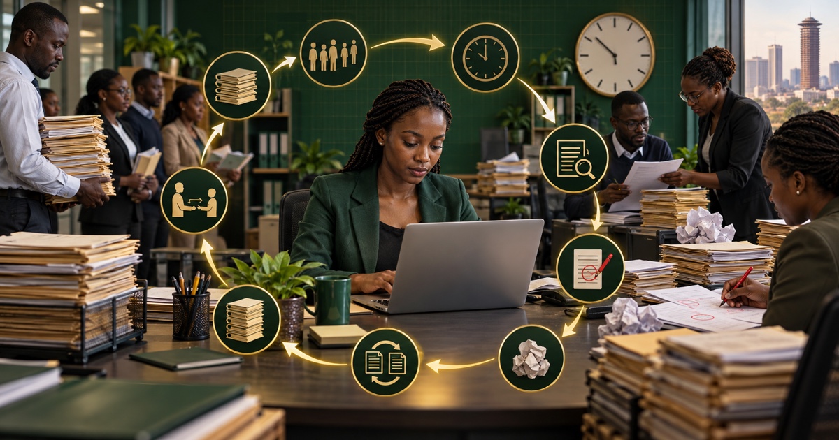 A business leader maps a repeated workflow before deciding which steps are suitable for AI automation.